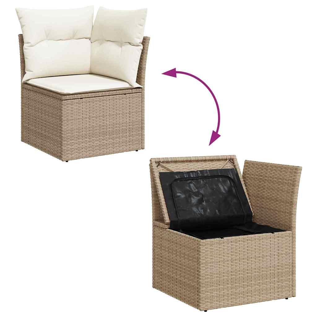 Garten-Sofa-Set mit Kissen mit Speicher 4 pcs Beige und Creme